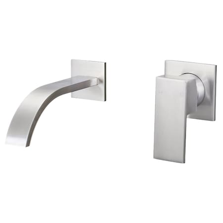 Novatto ARTZ Single Handle Wall Mount Bathroom Faucet in Brushed Nickel NBF-W01BN